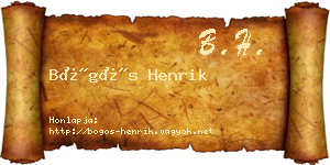 Bögös Henrik névjegykártya